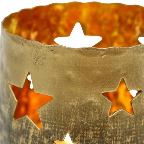 Floristik24 Stojan na čajovou svíčku s hvězdami Vánoční dekorace kovová zlatá Ø8cm V7cm