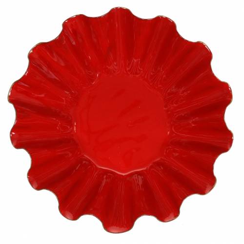 položky Dekorativní mísa pečicí forma smaltovaný vzhled červená, zlatá Ø12,5cm V4cm