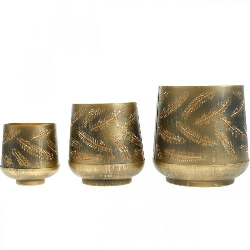 položky Svícen na čajovou svíčku Vánoční kovový bronz, zlatý Ø13,5 / 11 / 8,5 cm, sada 3 ks