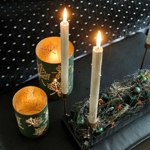 Floristik24 Kovové listy lucerny zelené, zlaté V20 / 15 / 10 cm, sada 3 ks