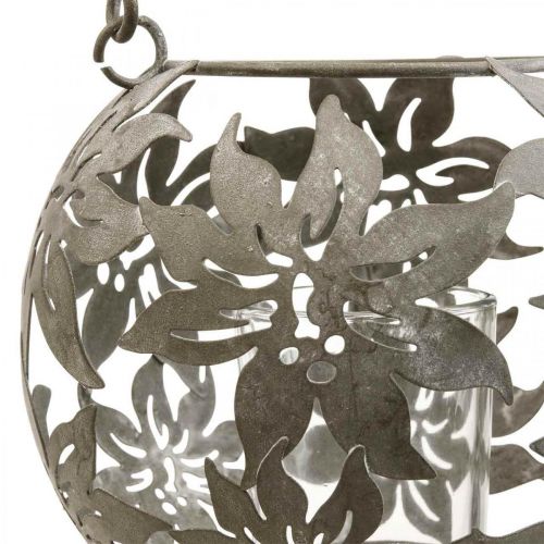 položky Větrná lehká kovová závěsná dekorace dekorativní lucerna šedá Ø14cm H13cm