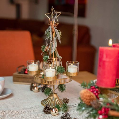 Floristik24 Stojan na čajovou svíčku čtyři sklenice Star Christmas Gold Ø20cm H38,5cm