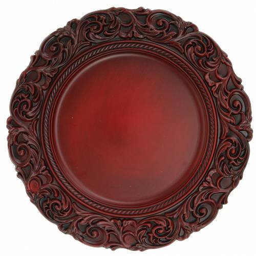 Floristik24 Dekorační talíř tmavě červený Ø36cm