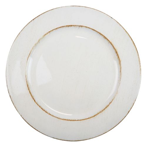 Dekorační talíř kulatý plastový retro bílo hnědý lesk Ø30cm
