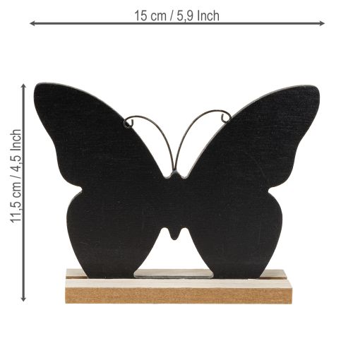 položky Stolní dekorace dřevěná dekorace motýl černá přírodní 15cm 6 kusů