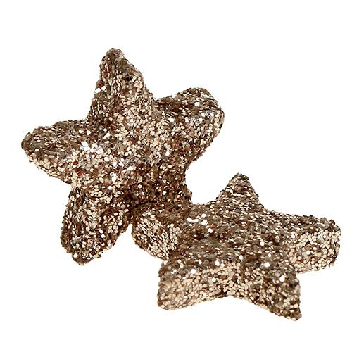 Floristik24 Stolní dekorace star slídové šampaňské 1,5cm 144p