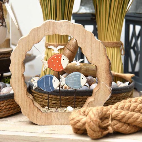 položky Stolní dekorace rybí dřevo k umístění modrá, červená námořní dekorace Ø28cm