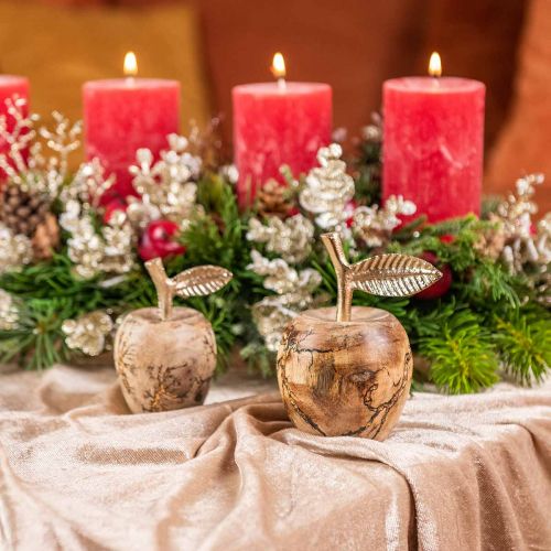 Floristik24 Stolní dekorace dřevěné jablko Dřevěná dekorace deko jablko V13,5cm Ø8cm 2ks