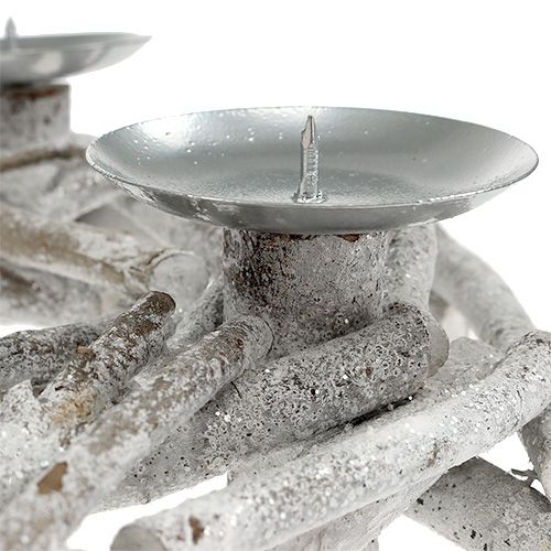 Floristik24 Stolní věnec se svícnem Ø32cm bílený