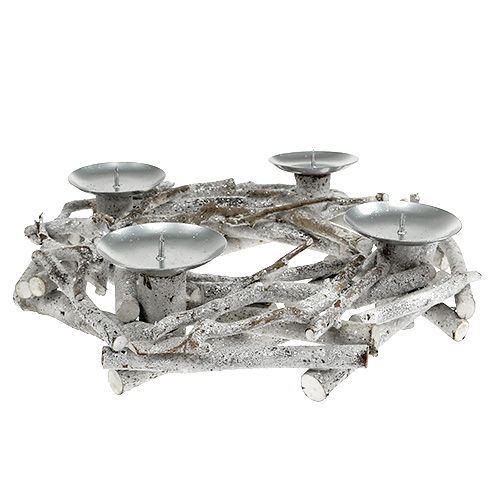 Floristik24 Stolní věnec se svícnem Ø32cm bílený