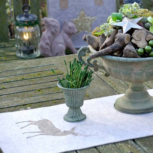 Floristik24 Běh na stůl plsť jelení příroda 30cm x 120cm