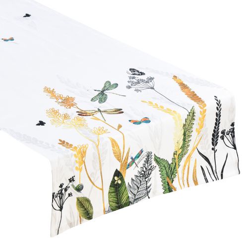Floristik24 Běh na stůl letní běhoun na stůl luční letní bílý 40x150cm