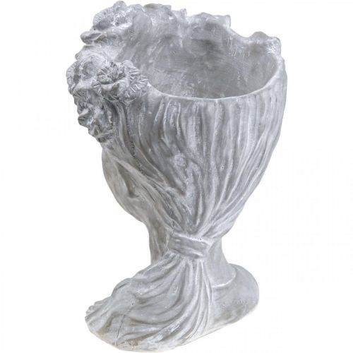 položky Hlava rostliny betonový květináč dámská hlava bílá praná V34cm