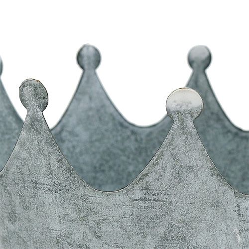 Floristik24 Zinková korunka praná šedá Ø10cm V9,5cm 6ks