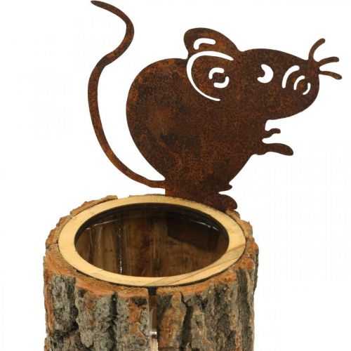 položky Květináč dřevěný květináč dřevěný vzhled rzi myš V24cm