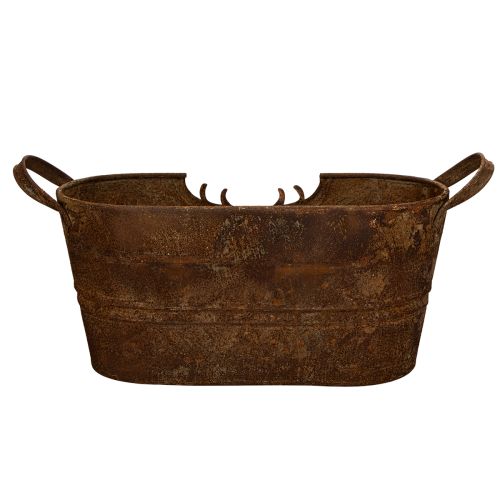 Oválná kovová miska s uchy, motiv jelena, rezavá úprava, 36 cm | Floristik24.cz