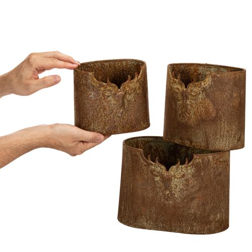 Květináč jelen kovový oválný rustikální sada 3 kusů 24 cm | Floristik24.cz