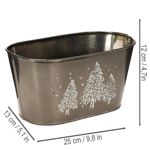 Oválný květináč s reliéfním motivem jedle, 25 cm | Floristik24.cz
