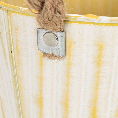 položky Kovový květináč, jarní dekorace, květináč s uchy, žlutý, shabby chic, Ø18cm, V17,5cm