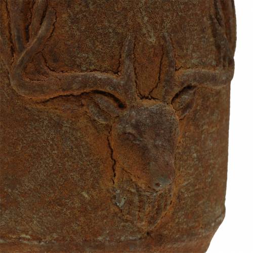 Floristik24 Rostlinný květináč rez patina s jelení hlavou Ø13,5cm H13cm