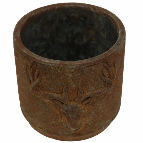 Floristik24 Rostlinný květináč rez patina s jelení hlavou Ø13,5cm H13cm