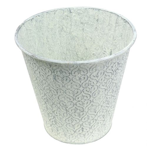 Floristik24 Zinkové vědro bílé umyté Ø29cm H28cm