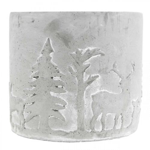 položky Květináč s motivem lesa, zimní dekorace, květináč z betonu, Advent Ø12,5cm V11cm