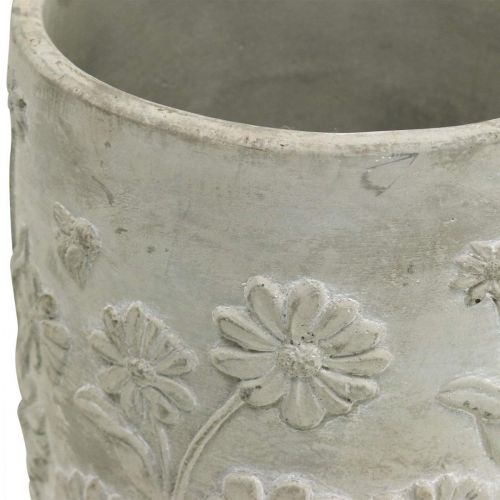 Floristik24 Květináč betonový s květinovým vzorem květináč Ø12,5cm V11cm 3ks