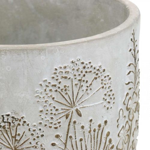 Floristik24 Váza Betonová bílá Váza na květiny s reliéfními květy vintage Ø18cm