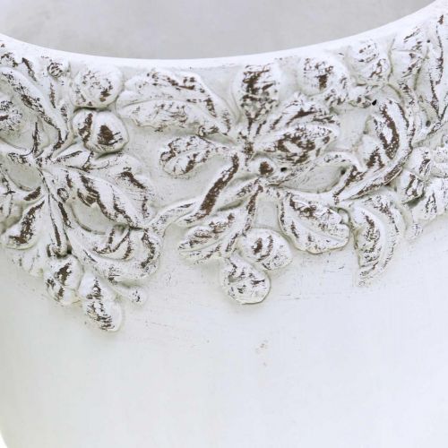 Floristik24 Keramická nádoba, květináč s dekorem dubu, květináč zelená / bílá / šedá Ø13cm H11,5cm sada 3 ks