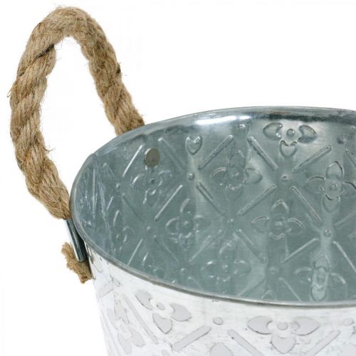 položky Kovový květináč na sázení, květináč s uchy, květináč s květinovým vzorem Ø18cm