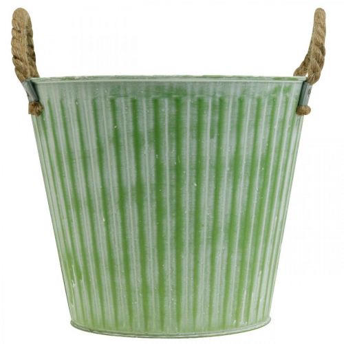 položky Dekorativní květináč, kovové vědro na sázení, květináč s držadly, růžová/zelená/žlutá shabby chic Ø14,5cm H13cm sada 3 ks