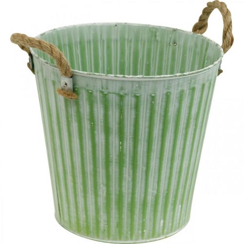 položky Dekorativní květináč, kovové vědro na sázení, květináč s držadly, růžová/zelená/žlutá shabby chic Ø14,5cm H13cm sada 3 ks