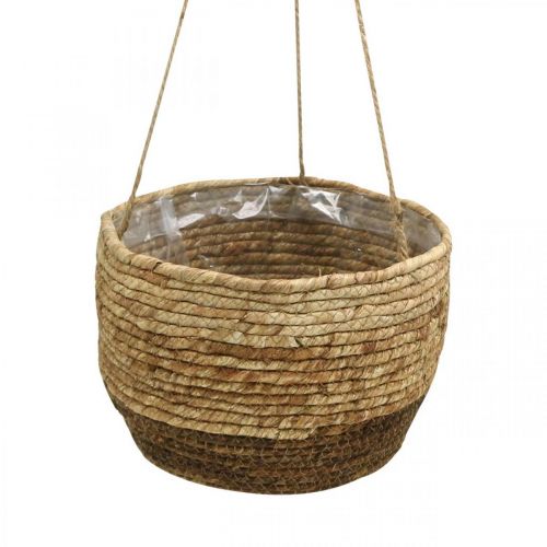 Floristik24 Závěsný koš, koš kukuřičných listů, závěsný květináč Natural Ø28/24,5/21cm Sada 3 ks