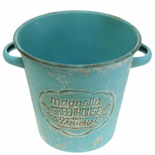 Floristik24 Kbelík na květináče kovové tyrkysové Ø19,5cm H17,5cm