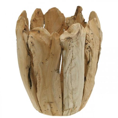 Floristik24 Květináč Paulownia wood, cachepot, dřevěné dekorace V32cm Ø28cm