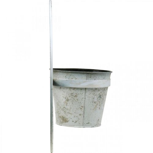 položky Květináč shabby chic nástěnná dekorace bílý kov se závěsem Ø37cm