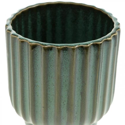 Floristik24 Mini květináč, keramický květináč, květináč vlnitý zelený, hnědý Ø8cm V8,5cm
