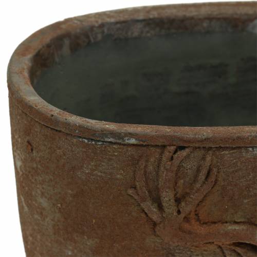 Floristik24 Rostlinný květináč rez patina s jelení hlavou 24cm x 14cm H13cm