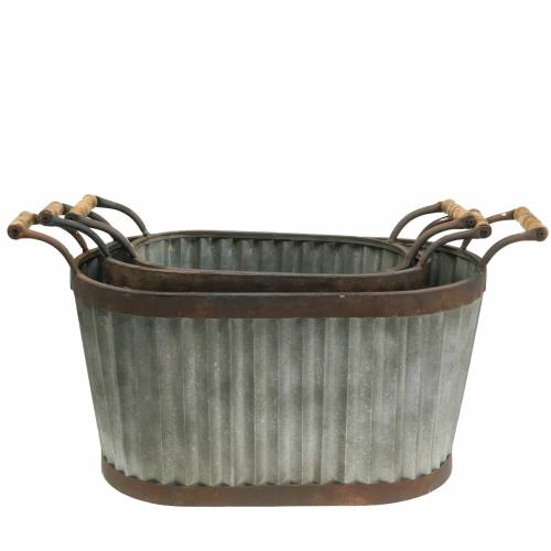 Floristik24 Květináč s oválnými kovovými rukojeťmi 45/50/60 cm sada 3 ks