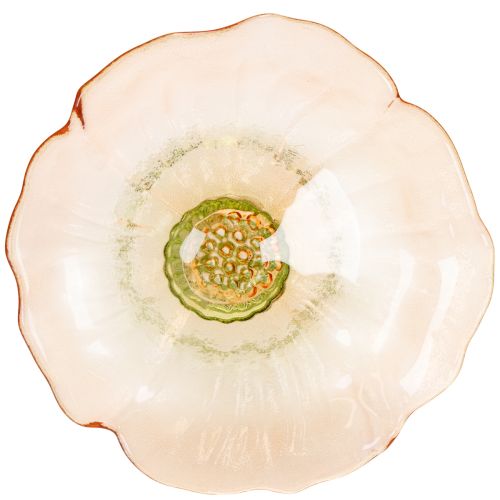 položky Dekorativní skleněný talíř s nohou, květinový vzor pro stylovou dekoraci stolu a letní dekoraci, 15 cm