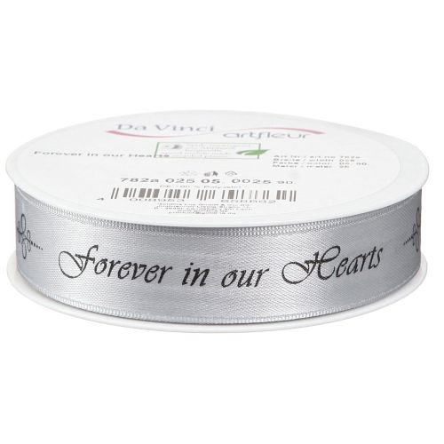 položky Smuteční stuha stříbrná černá s nápisem Forever in... 25mm 25m