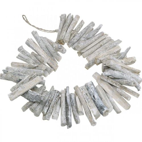 Floristik24 Naplavené dřevo Garland Maritime Deco Wood Washed White 80cm