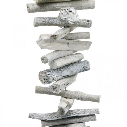 Floristik24 Naplavené dřevo Garland Maritime Deco Wood Washed White 80cm