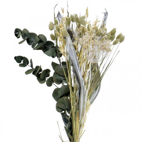 položky Kytice ze sušených květin bodlák eukalyptus sušené stříbro 64cm