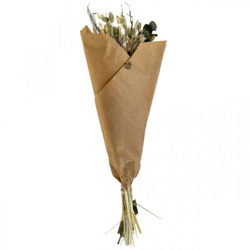 Floristik24 Kytice ze sušených květin bodlák eukalyptus sušené stříbro 64cm