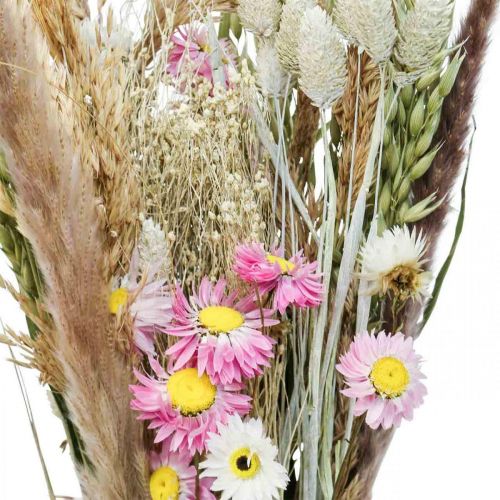 Kytice ze sušených květů tráva Phalaris slámové květy růžové 60cm 110g