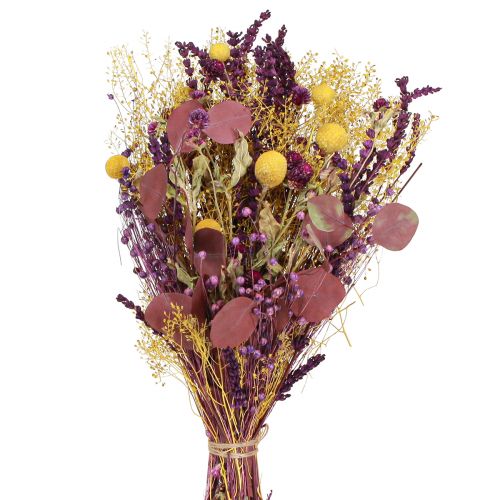 Floristik24 Suchá kytice žlutá fialová zelená craspedia eukalyptus 53cm 150g