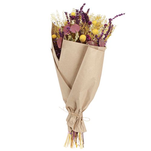 položky Suchá kytice žlutá fialová zelená craspedia eukalyptus 53cm 150g
