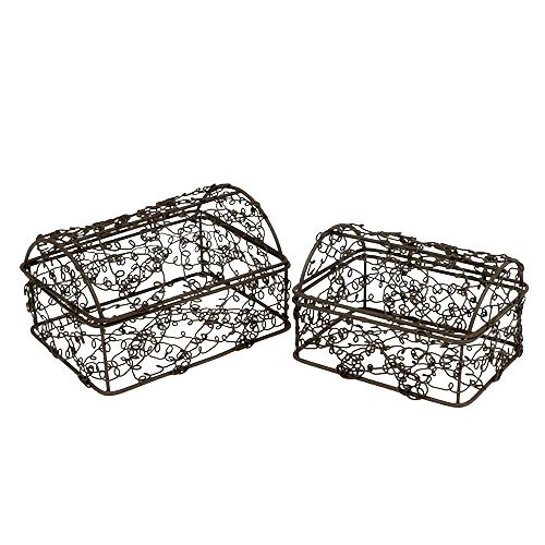 Floristik24 Drátěná truhla 7,5 cm x 10 cm / 9 cm x 12 cm hnědá sada 2 ks